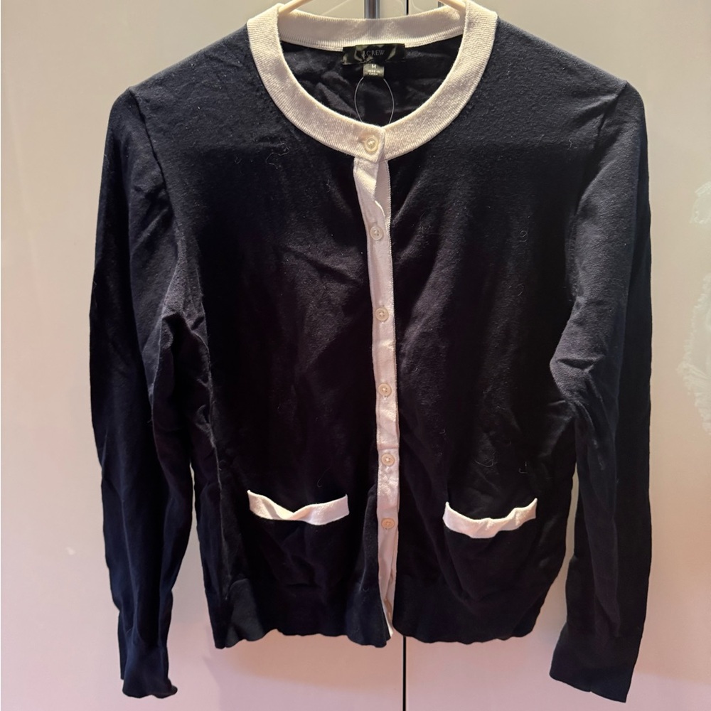 J. Crew Dark Navy and White Button-Up Cardigan - never worn
